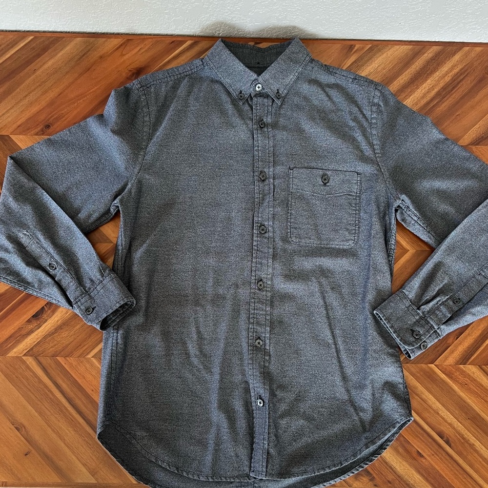 7 For All Mankind Mens Charcoal Button Down